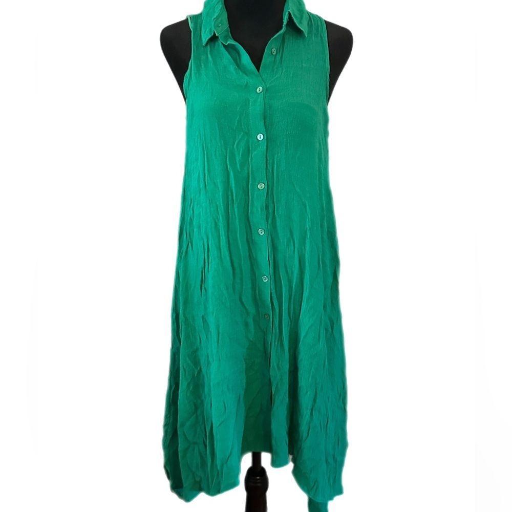 Mlle Gabrielle Green Sleeveless Boho Dress size Medium